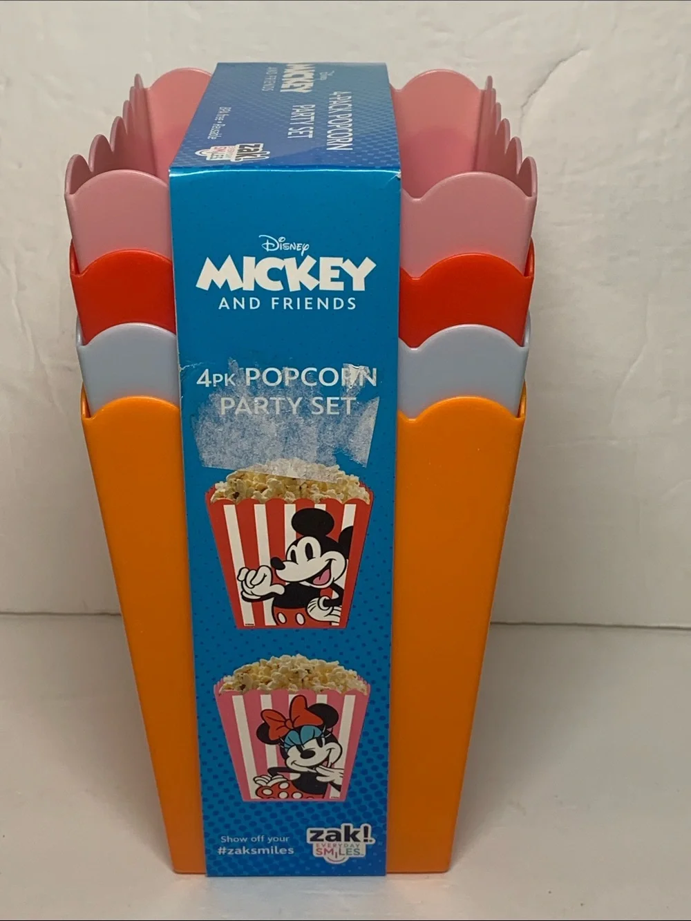 ZAK Popcorn Buckets DISNEY Mickey and Friends 4 Pack Set NWT